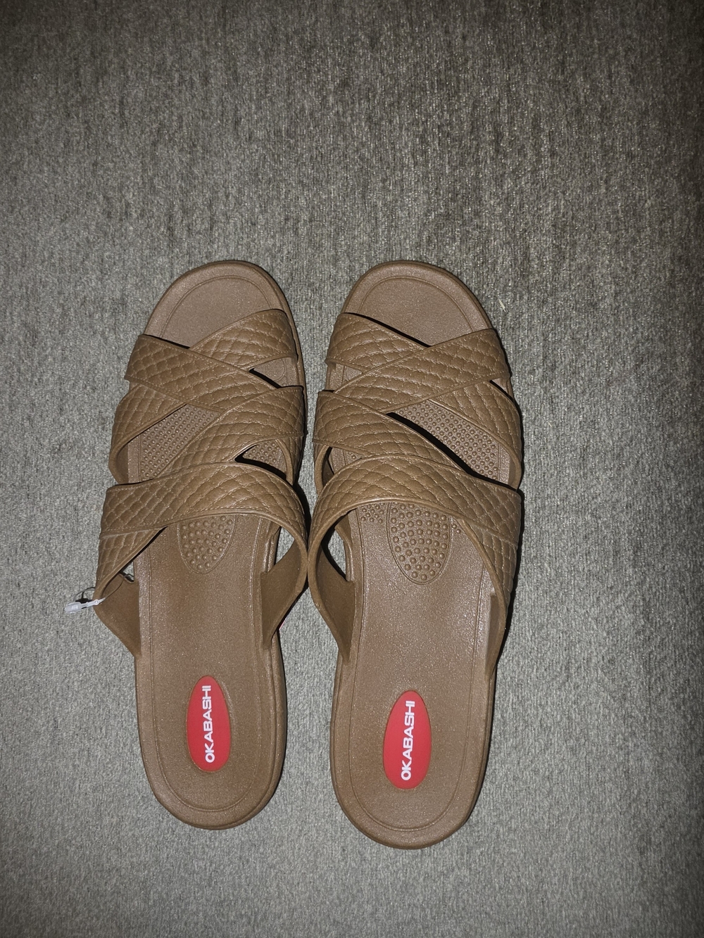 Okabashi Women’s Tan  Crisscross Slide Sandals Large